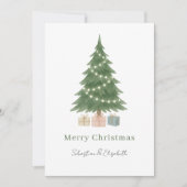Waterverf kerstboom foto gepersonaliseerd feestdagenkaart (Voorkant)
