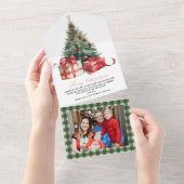 Waterverf kerstboom foto kerst all in one uitnodiging (Afscheurbaar)