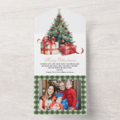 Waterverf kerstboom foto kerst all in one uitnodiging (Binnen)