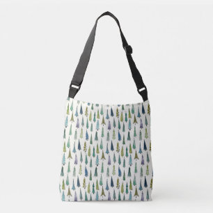 Waterverf kerstboom geïllustreerd patroon crossbody tas