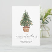 Waterverf kerstboom Gingham | Vakantiegeld Kaart (Staand voorkant)