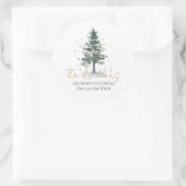 Waterverf kerstboom Gold Return Address Clas Ronde Sticker (Tas)
