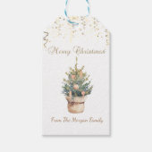 Waterverf kerstboom, gouden Confetti Cadeaulabel (Voorkant)