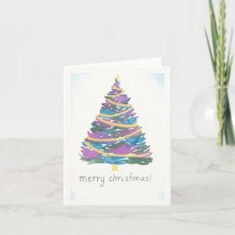 Waterverf Kerstboom - Gouden Garland Kaart