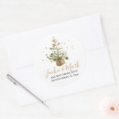 Waterverf kerstboom gouden sterren Klassieke ronde Sticker (Envelop)