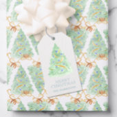 Waterverf Kerstboom Grandmillennial Cadeaulabel
