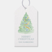 Waterverf Kerstboom Grandmillennial Cadeaulabel (Voorkant)