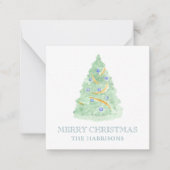Waterverf Kerstboom Grandmillennial Notitiekaartje (Voorkant)