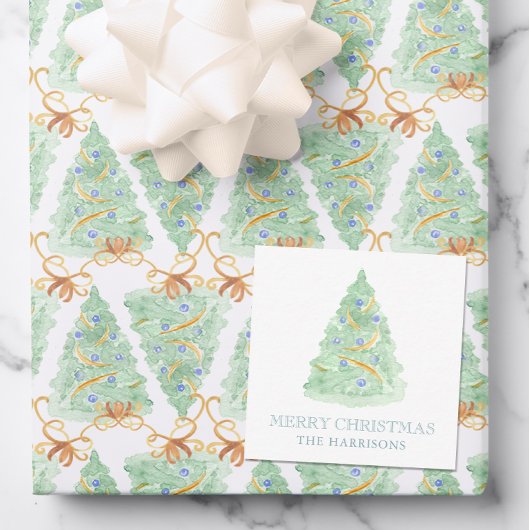 Waterverf Kerstboom Grandmillennial Notitiekaartje