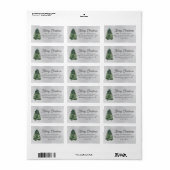 Waterverf kerstboom grijs retouradres etiket (Full Sheet)
