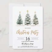 Waterverf kerstboom groen goud vakantie feest kaart (Voorkant)