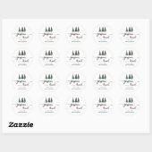 Waterverf kerstboom | Joyeux Noel Script Ronde Sticker (Vel)