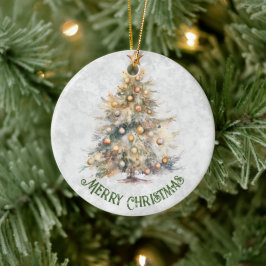 Waterverf kerstboom keramisch ornament