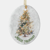 Waterverf kerstboom keramisch ornament (Rechts)