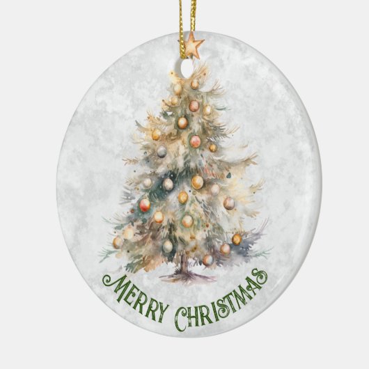 Waterverf kerstboom keramisch ornament (Links)