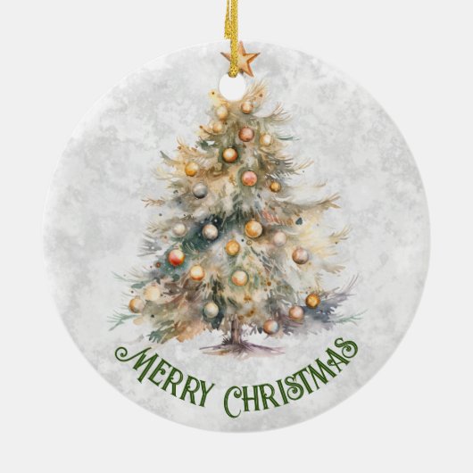 Waterverf kerstboom keramisch ornament (Achterkant)