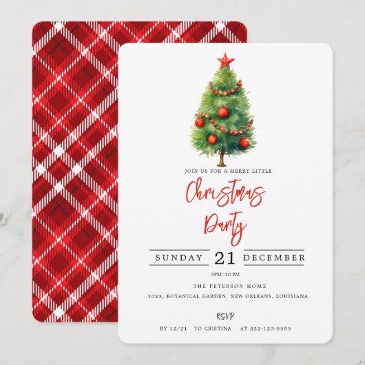 Waterverf kerstboom | Kerstfeest Kaart (Voorkant / Achterkant)