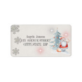 Waterverf kerstboom, kerstman etiket (Voorkant)