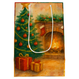 Waterverf Kerstboom & Koele Haard Oudejaarsavond Medium Cadeauzakje