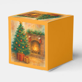 Waterverf Kerstboom & Koele Haard Vrolijke Feestda Bedankdoosjes