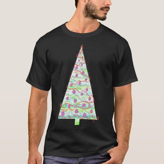 Waterverf Kerstboom Licht Delicate Mint Gree T-shirt (Voorkant)