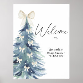 Waterverf kerstboom lint Baby shower Poster