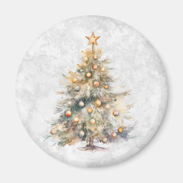 Waterverf kerstboom magneet