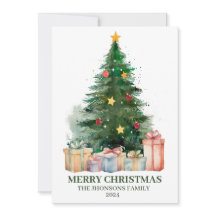 Waterverf kerstboom met cadeaus