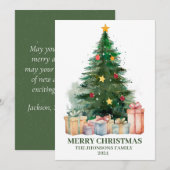 Waterverf kerstboom met cadeaus feestdagenkaart (Voorkant / Achterkant)