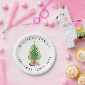 Waterverf kerstboom met cadeaus op maat papieren bordje (Feest)