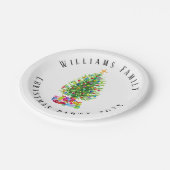 Waterverf kerstboom met cadeaus op maat papieren bordje (Gekanteld)