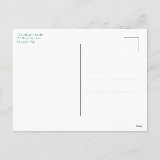 Waterverf kerstboom met goudsneeuw feestdagenkaart (Achterkant)