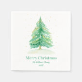 Waterverf kerstboom met goudsneeuw servet (Voorkant)