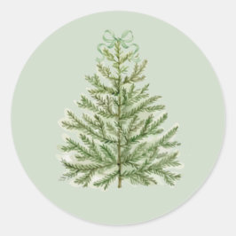 Waterverf kerstboom met groene boog ronde sticker