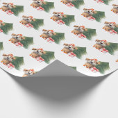 Waterverf kerstboom met hond cadeaupapier (Hoek)