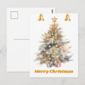 Waterverf kerstboom met jingle bells, briefkaart (Voorkant / Achterkant)