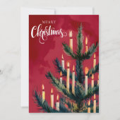 Waterverf kerstboom met kaarsjes  feestdagenkaart (Voorkant)