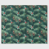 Waterverf kerstboom met kegels cadeaupapier (Vlak)