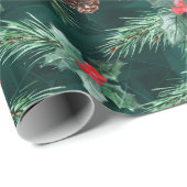 Waterverf kerstboom met kegels cadeaupapier (Rol Hoek)