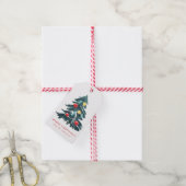 Waterverf kerstboom met Ornamenten feestdag Cadeaulabel (Met Touw)