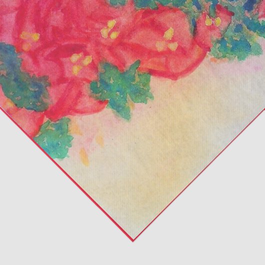 Waterverf kerstboom met Poinsettias Tissuepapier (Detail)