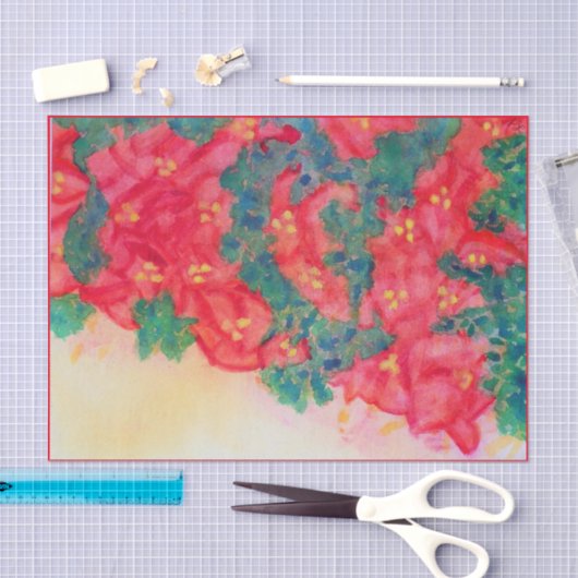 Waterverf kerstboom met Poinsettias Tissuepapier (Craft)