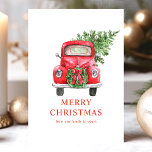 Waterverf  kerstboom met rode vrachtwagen feestdagen kaart<br><div class="desc">Waterverf  Red Truck met kerstboom,  een vrolijke kerstfeestdag Kaart. Dit stijlvolle ontwerp is voorzien van een  rode vrachtwagen met een kerstboom. Pas dit douaneontwerp met uw eigen tekst aan.</div>