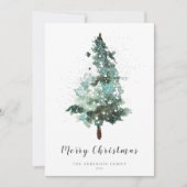 Waterverf kerstboom met spaarpjes feestdagenkaart (Voorkant)