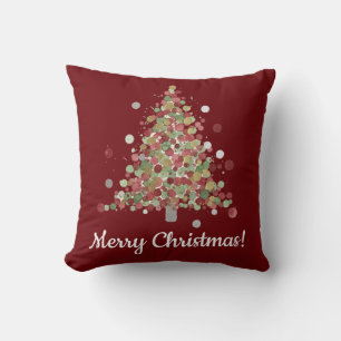 Waterverf Kerstboom met Stippen Kussen