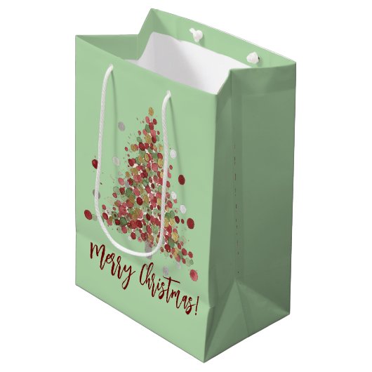 Waterverf Kerstboom met Stippen Medium Cadeauzakje (Voorkant Gekanteld)