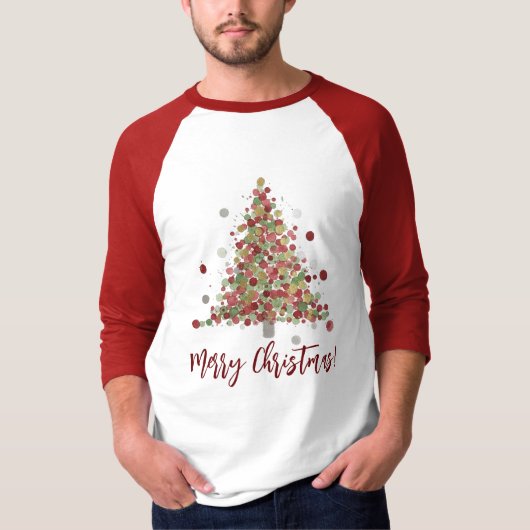 Waterverf Kerstboom met Stippen T-shirt (Voorkant)