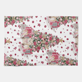  WATERVERF KERSTBOOM MET TEDDYBEREN THEEDOEK