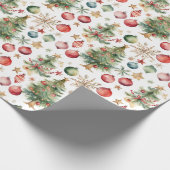 Waterverf kerstboom met versieringen cadeaupapier (Hoek)