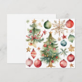 Waterverf kerstboom met versieringen feestdagenkaart (Voorkant / Achterkant)